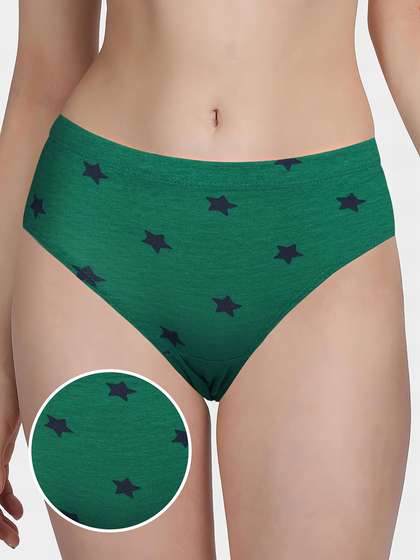 Susie Green Navy Star Printed Full Coverage Hipster Panty