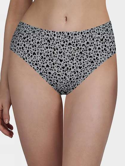 Susie Grey White Animal Print Full Coverage Hipster Panty