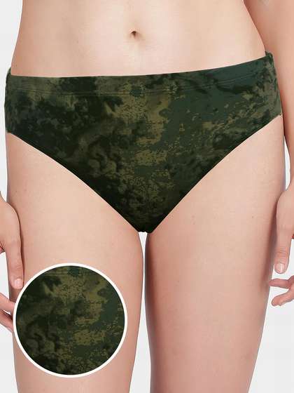 Susie Camp Green Printed Full Coverage Hipster Panty