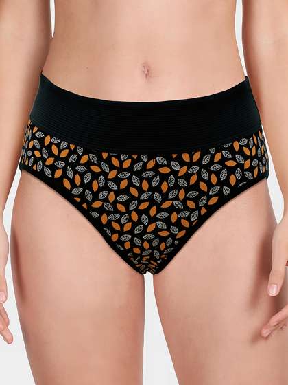 Susie Black Leaf Printed Tummy Tucker Panty