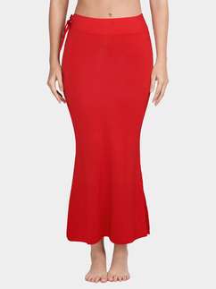 United Classic Fiery Red Side Slit Everyday Saree Shapewear
