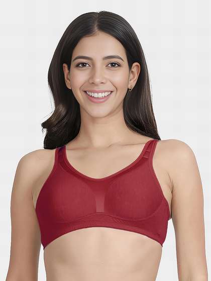 Susie Earth Red Moulded Cushioned Shoulder Strap Minimizer Bra
