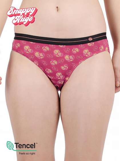Shyaway Snappy Hugs Raspberry Pink Printed Micromodal Bikini Panty