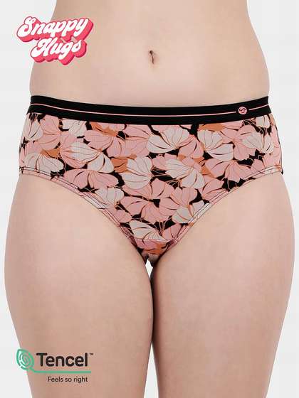 Shyaway Snappy Hugs Coral Black Printed Micromodal Hipster Panty
