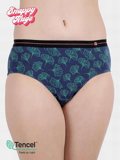 Shyaway Snappy Hugs Navy Peony Printed Micromodal Hipster Panty
