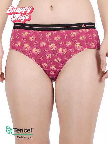 Shyaway Snappy Hugs Raspberry Pink Printed Micromodal Hipster Panty