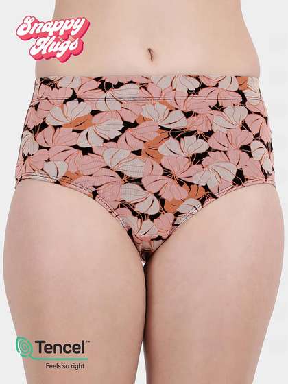 Shyaway Snappy Hugs Coral Black Printed Micromodal Highwaist Hipster Panty