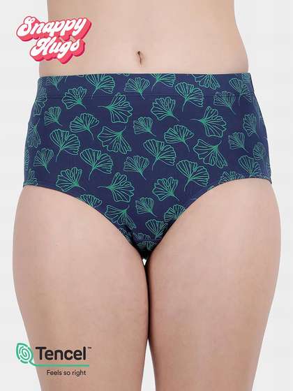 Shyaway Snappy Hugs Navy Peony Printed Micromodal Highwaist Hipster Panty