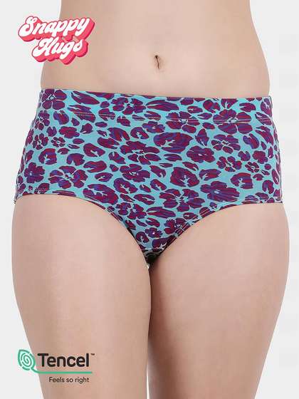 Shyaway Snappy Hugs Pastel Turquoise Printed Micromodal Highwaist Hipster Panty