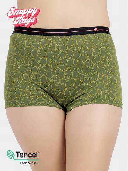 Shyaway Snappy Hugs Citrus Lime Printed Micromodal Boyshorts Panty
