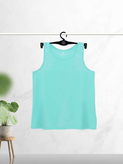 Shyaway Blue Light Overlay Back Slit Tank Top