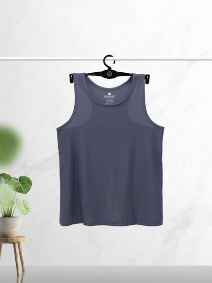Shyaway Nightshadow Blue Overlay Back Slit Tank Top