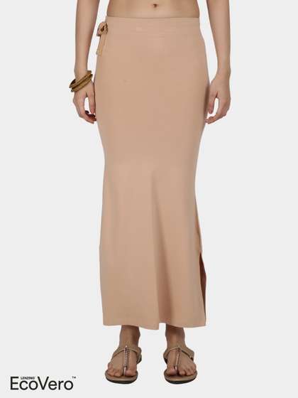 United Classic Candied Ginger Skin Flawless Fit Side Slit Saree Shapewear