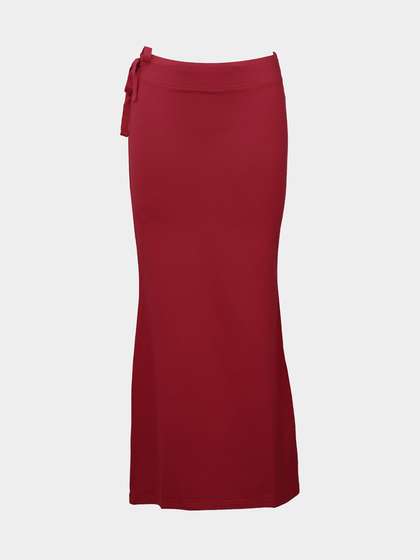 United Classic Chilli Pepper Red Flawless Fit Side Slit Saree Shapewear