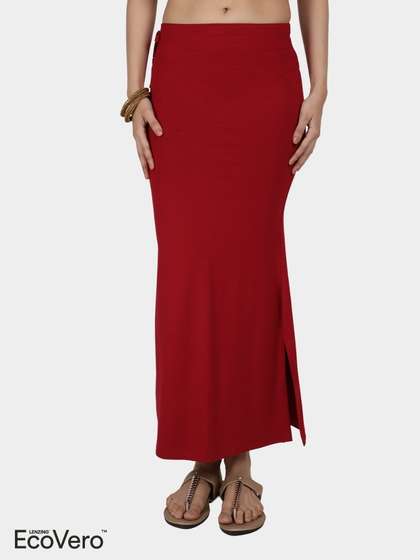 United Classic Chilli Pepper Red Flawless Fit Side Slit Saree Shapewear