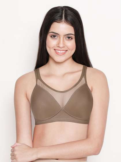 Taabu Almond Buff Skin Mesh Neckline Padded Full Coverage Bra