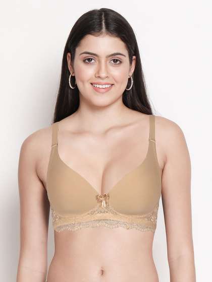 Taabu Buff Skin Padded Wirefree Bottom Lace Plunge Bra