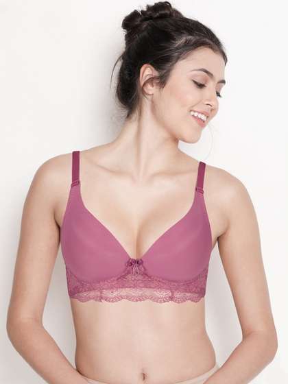 Taabu Dusky Orchid Padded Wirefree Bottom Lace Plunge Bra