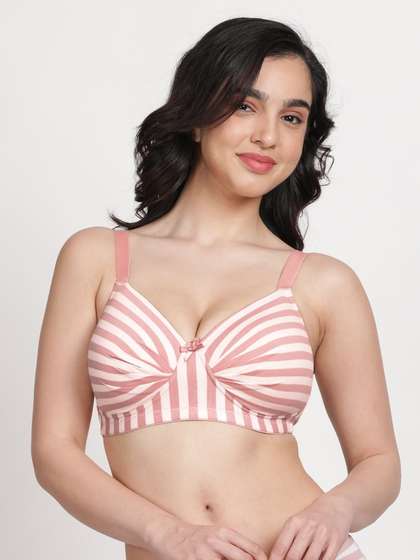 Taabu Ballet Pink Padded Wirefree Striped Cotton Bra