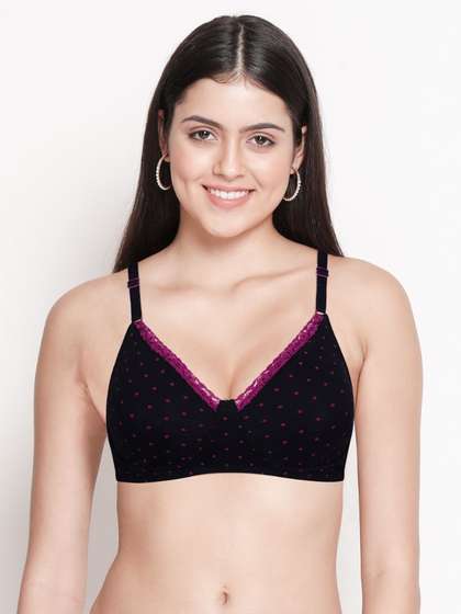 Susie BlackBeauty Dark Pink Polka Printed 3/4th Coverage Bra