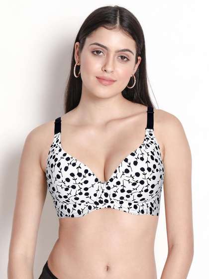 Shyaway HANA White Black Floral Print Seamless T shirt Bra