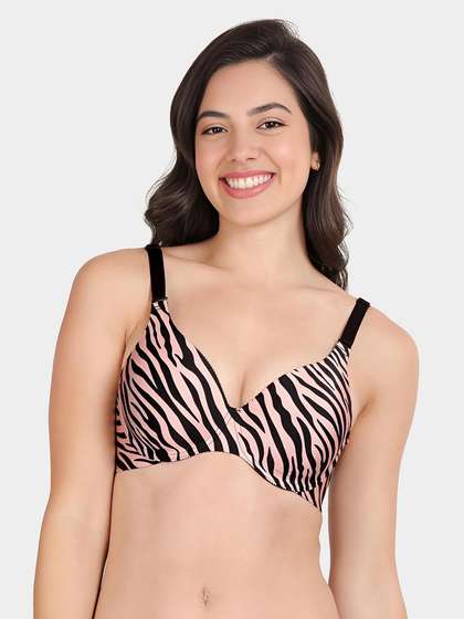 Shyaway HANA Pink Zebra Broad Winged Seamless T-Shirt Bra