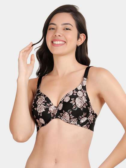 Shyaway HANA Brown Floral Broad Winged Seamless T-Shirt Bra