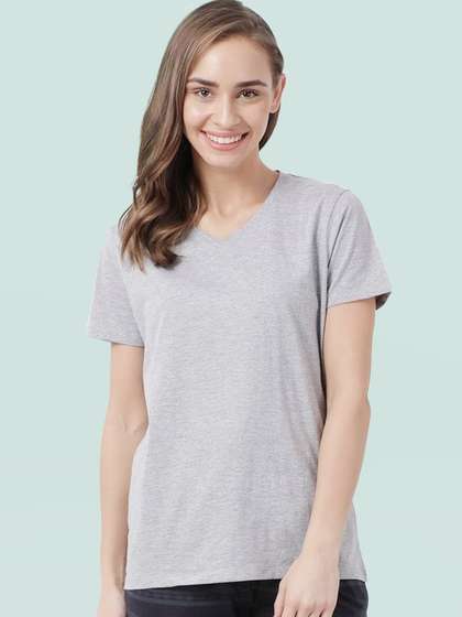 Shyaway WindChime Grey Solid Nightwear T shirt 