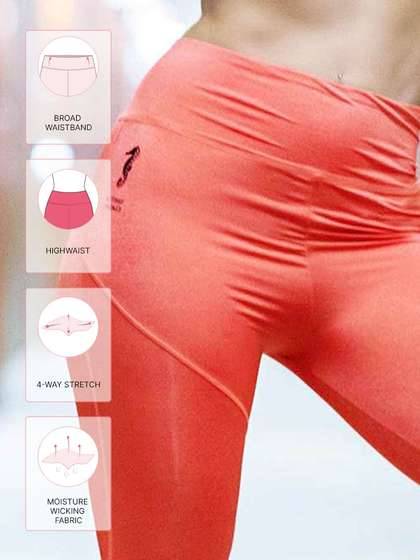 United Classic Orange Zig Zag Seam Workout Leggings