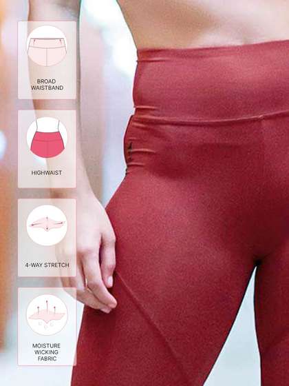 United Classic Red Zig Zag Seam Workout Leggings