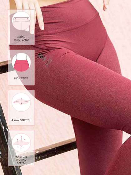 United Classic Red Front Panel Seam Workout Leggings