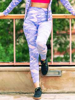 United Classic Pink Blue Tropical Print Workout Leggings