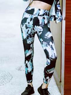 United Classic Black Blue Abstract Print Workout Leggings