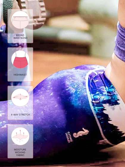 United Classic Purple Scintillated Print Workout Leggings 