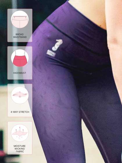 United Classic Purple Black Abstract Print Workout Leggings