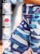 United Classic White Blue Stripe Print Workout Leggings