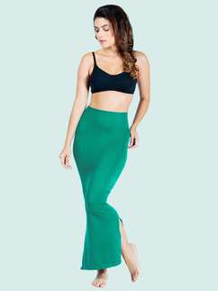 United Classic Emerald Green Saree Shapewear With Side Slits