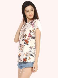 United Classic Blush Pink Floral Casual Printed High-Low Top