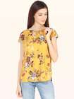 United Classic Mustard Yellow Floral Casual Printed High-Low Top