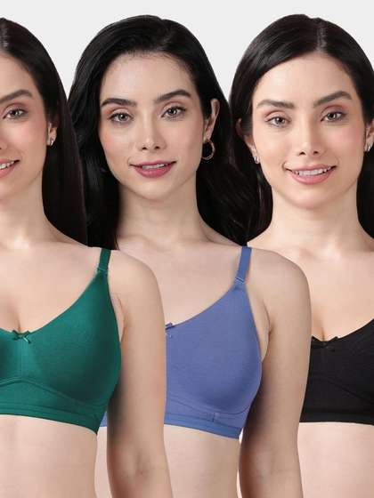 Susie Multicolor Solid Full Coverage Moulded Everyday Bra Combo A
