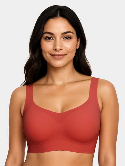 Shyaway Garnet Rose Removable Padding Honeycomb Structure Back Slip On Seamless Bra