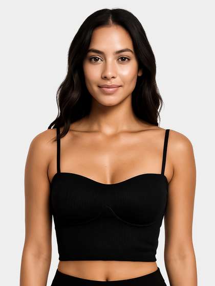 Shyaway Black Beauty Padded Ribbed Seamless Bralette