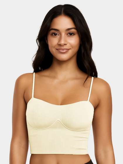 Shyaway Blur White Padded Ribbed Seamless Bralette