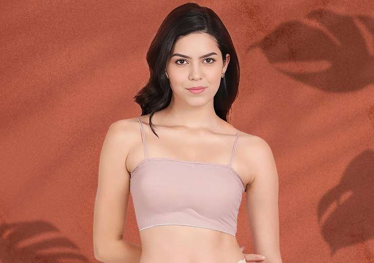 Lace-Necklined Seamless Tube Bra